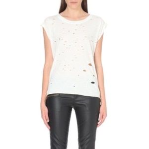 Free People white tee with pocket and holes